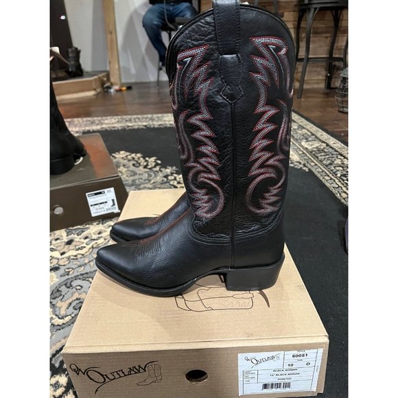 Bottes Western Outlaw Pour Femme - Modèle 11" Lézard PNT 70101 En Cuir Noir, Pointe Effilée